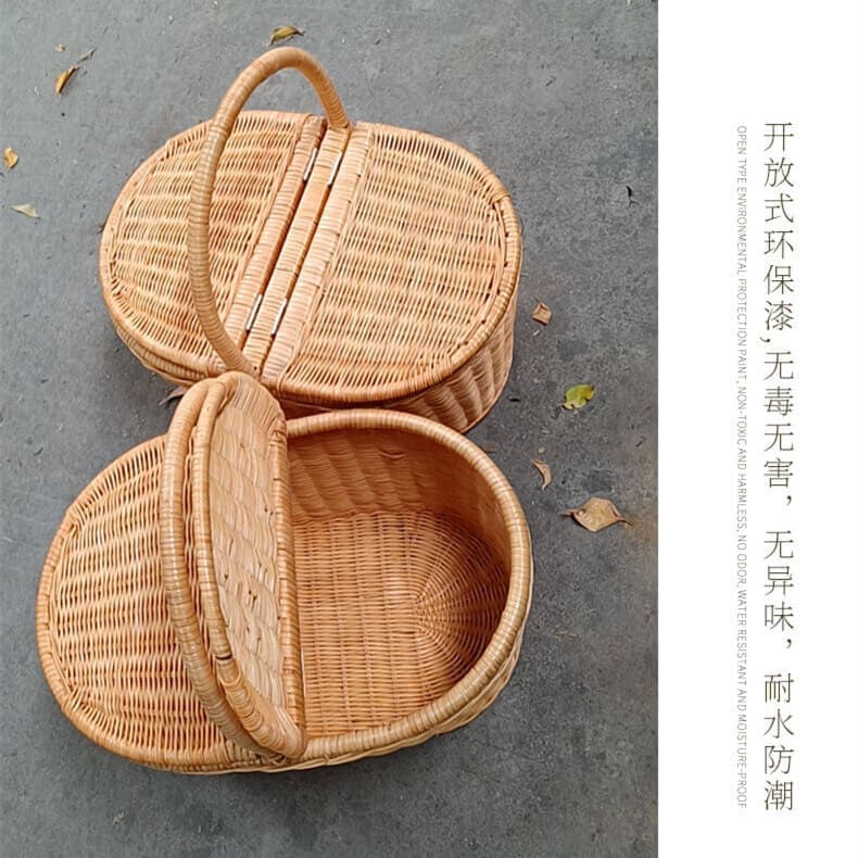 Rattan outdoor picnic basket Rattan and bamboo shopping basket Vegetable basket Shopping basket Picking basket Hotel basket Clean woven basket 10