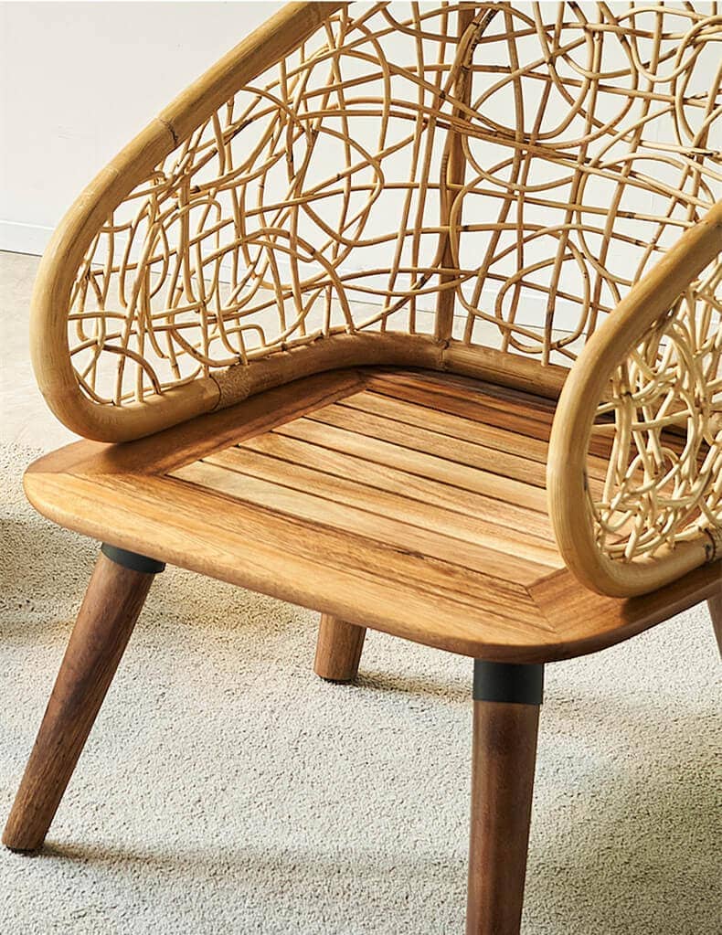 Simple Nordic Living Room Wood Chairs Real Rattan Backrest Hotel Restaurant Cafe Shop Chair Designer Chair 13