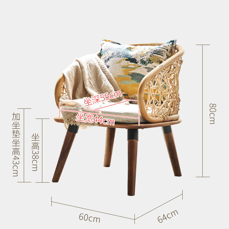 Simple Nordic Living Room Wood Chairs Real Rattan Backrest Hotel Restaurant Cafe Shop Chair Designer Chair 5