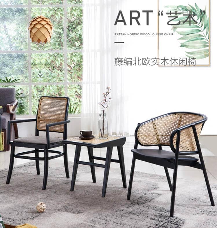 Simple Nordic Modern French Style Rattan Dining Chairs Rattan Backrest Hotel Restaurant Cafe Shop Chair Designer Chair RTC 01037 7