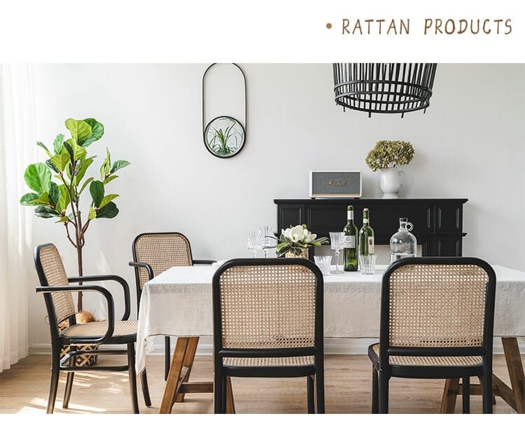 Simple Nordic Modern French Style Rattan Dining Chairs Rattan Backrest Hotel Restaurant Cafe Shop Chair Designer Chair RTC 01037 8